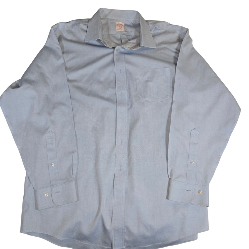 Brooks Brothers Mens Dress Shirt 17-4/5 Regular Fit Blue Cotton Button‎ Down